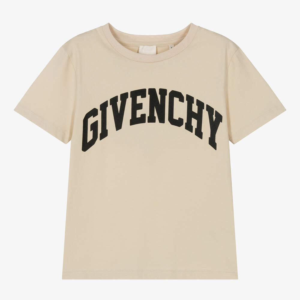 Givenchy - T-shirt universitaire beige grès ado | Childrensalon