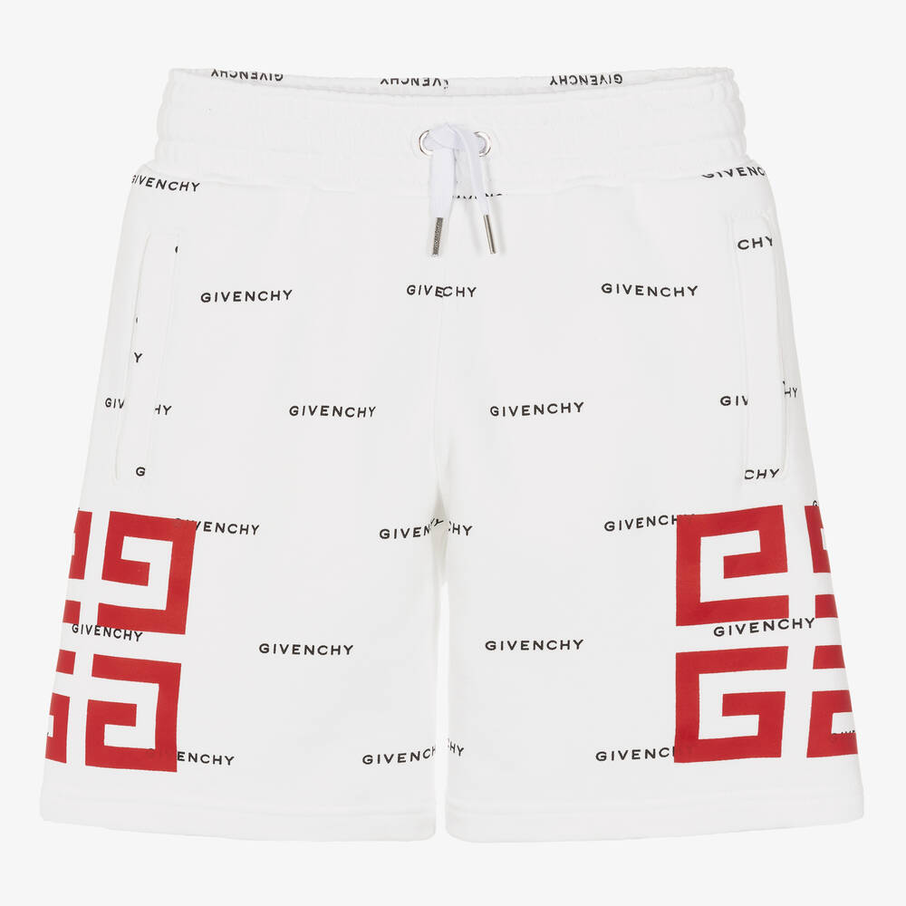 Givenchy - Teen Boys White 4G Cotton Shorts | Childrensalon