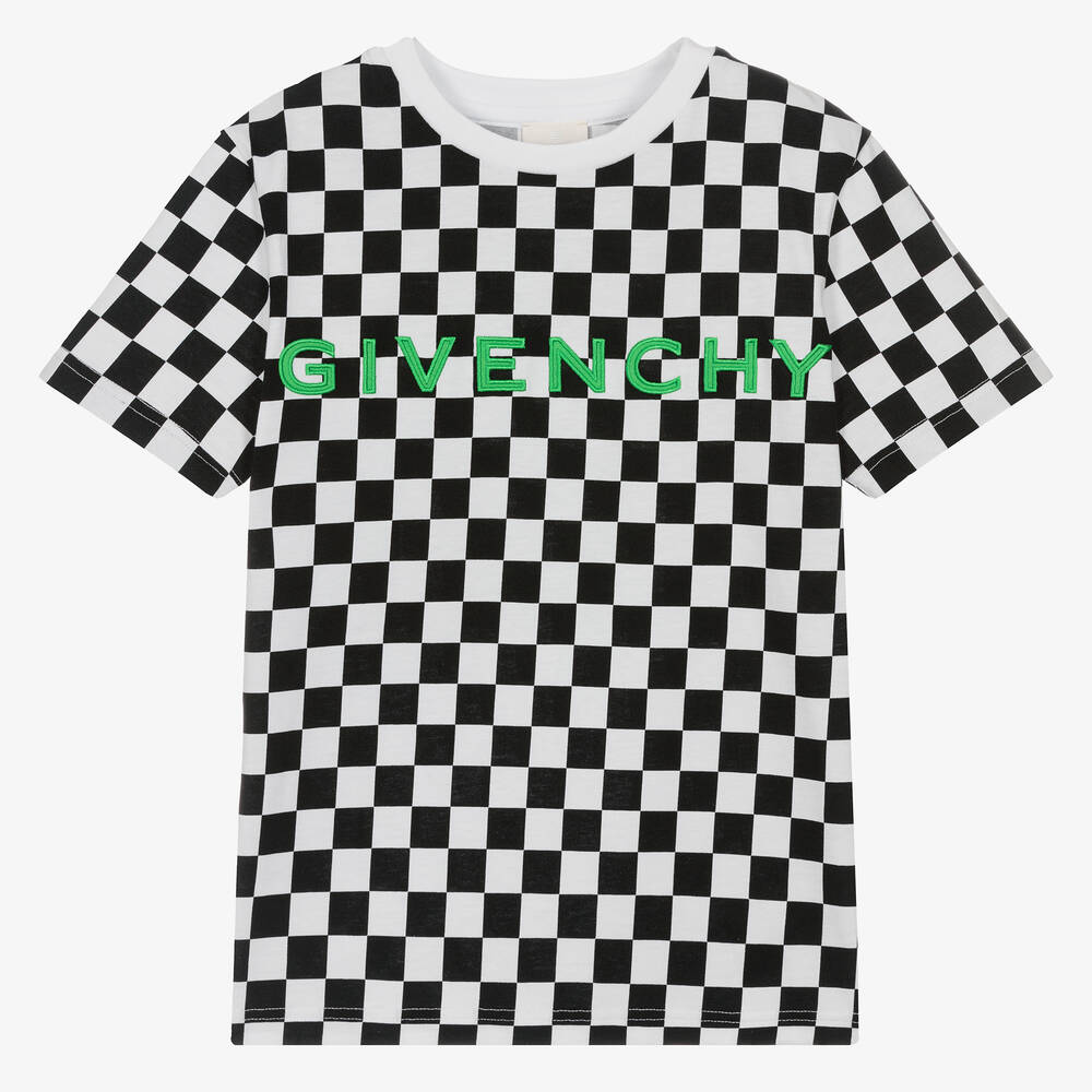 Givenchy - Teen Boys White Checkerboard T-Shirt | Childrensalon