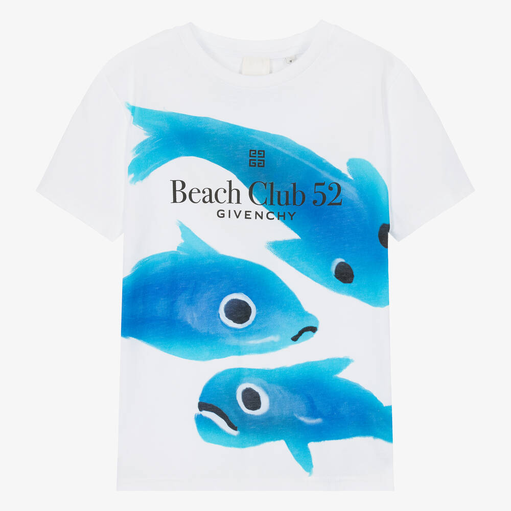 Givenchy - Teen Boys White Cotton Fish T-Shirt | Childrensalon