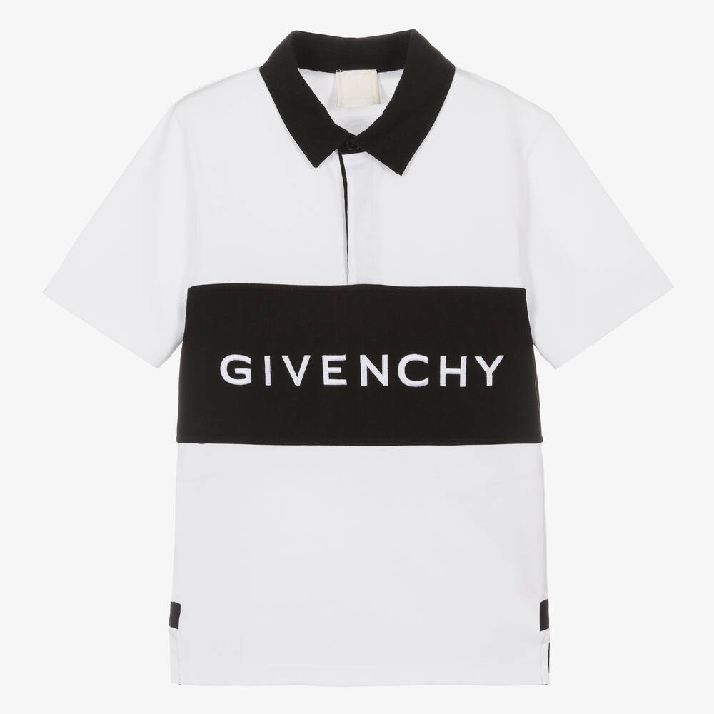 Givenchy - توب رغبي قطن جيرسي لون أبيض للمراهقين | Childrensalon