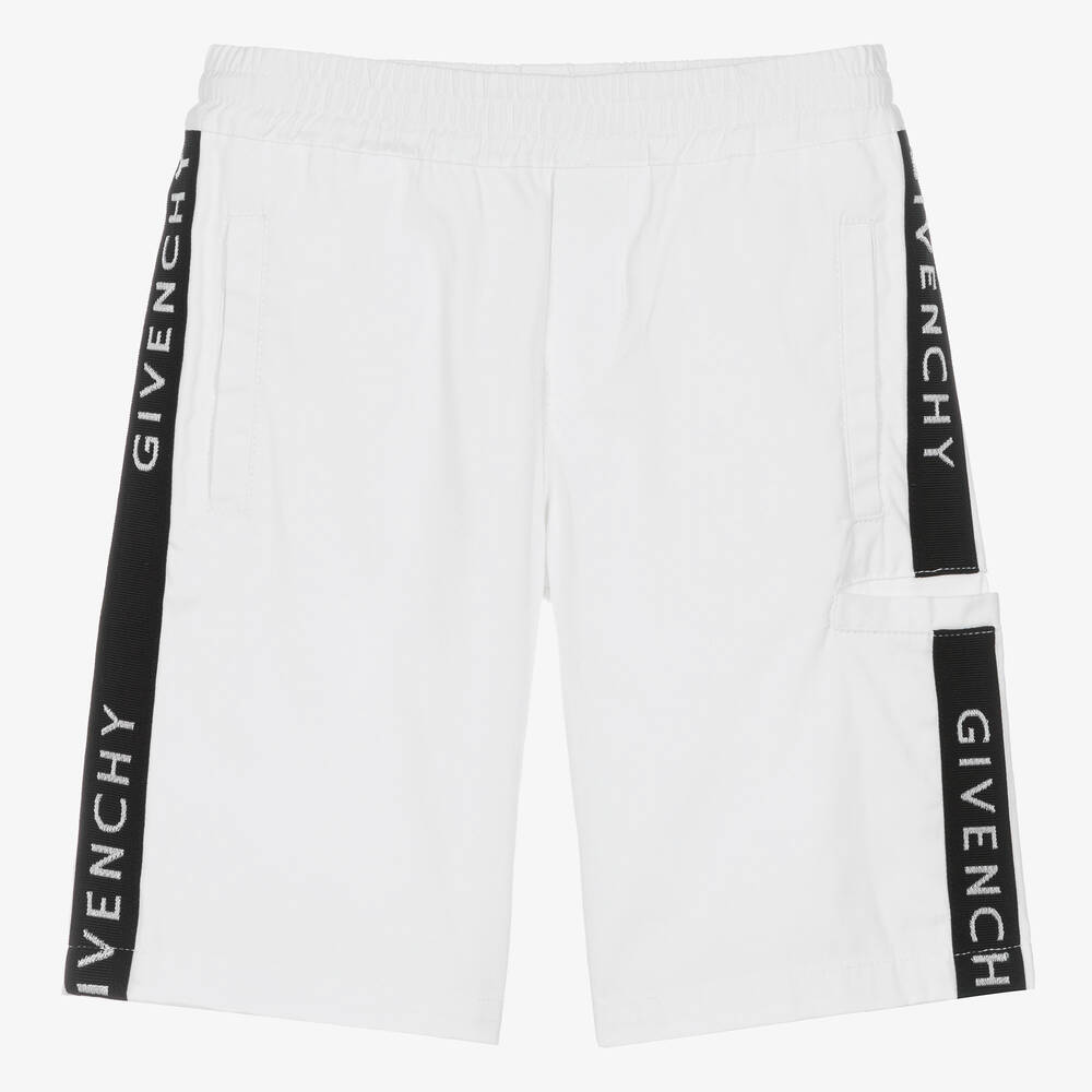 Givenchy - Teen Boys White Cotton Twill Shorts | Childrensalon