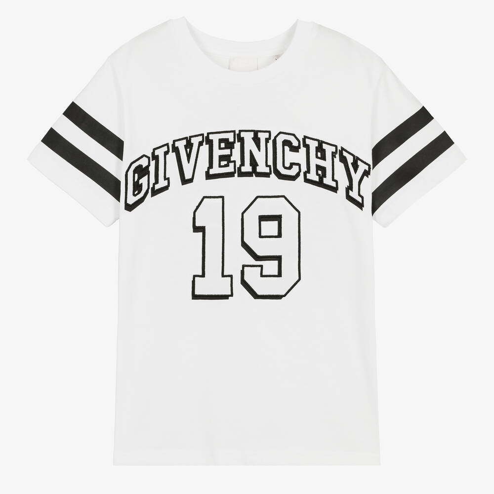Givenchy - تيشيرت قطن جيرسي لون أبيض للمراهقين | Childrensalon