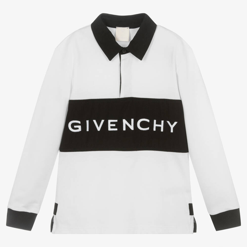Givenchy - Teen Boys White Logo Rugby Shirt | Childrensalon