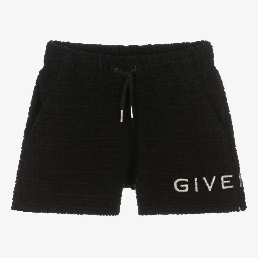 Givenchy - Teen Girls Black 4G Towelling Shorts | Childrensalon