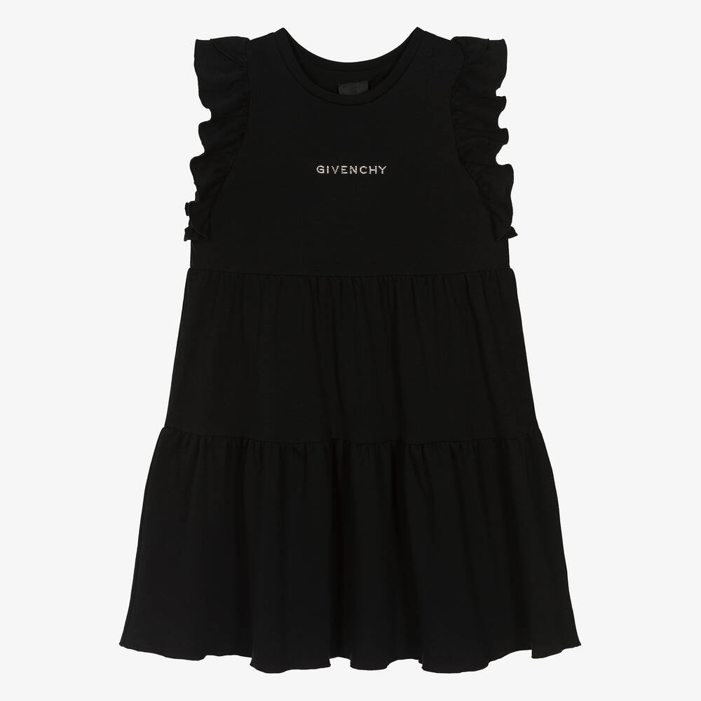 Givenchy - فستان قطن لون أسود مطرز بقلب للمراهقات | Childrensalon