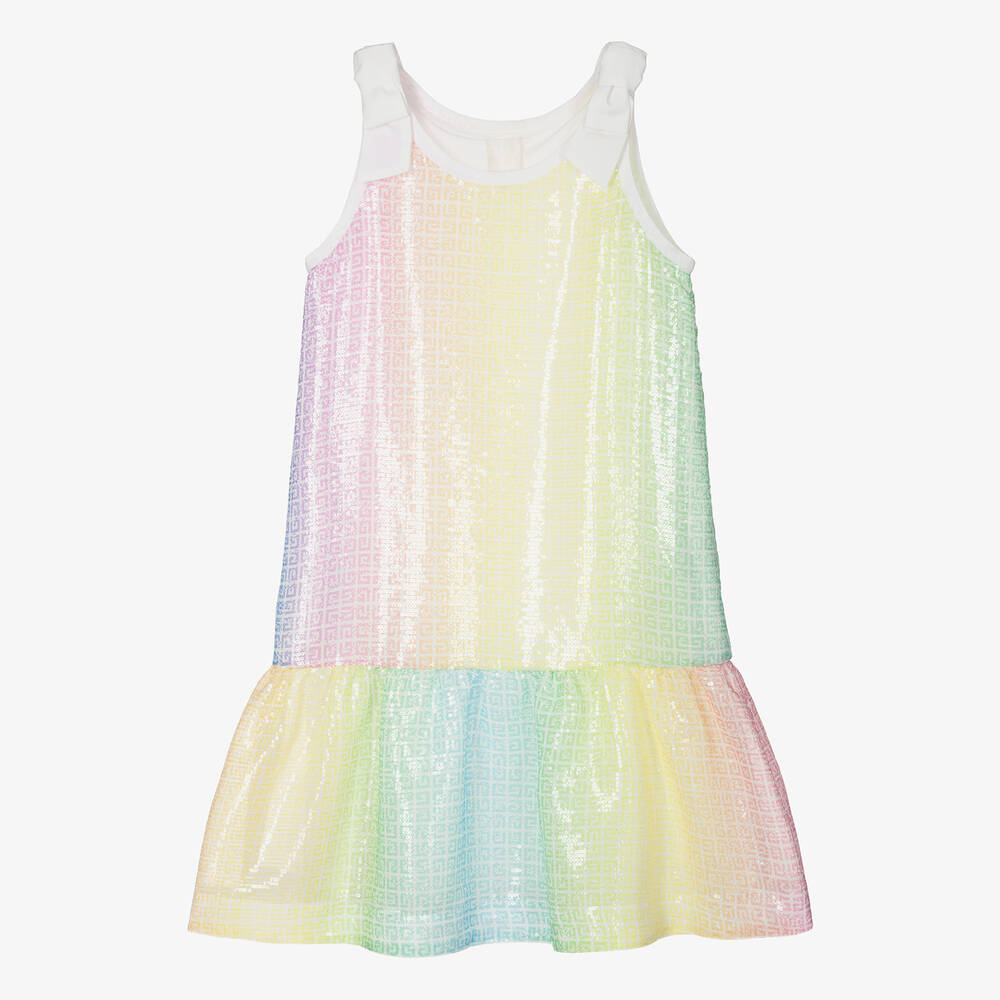 Givenchy - فستان بألوان قوس قزح مزين بترتر للمراهقات | Childrensalon