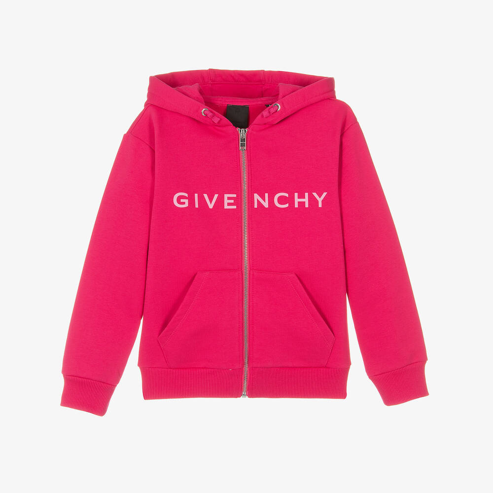 Givenchy Teen Girls Pink Hooded Zip-up Top