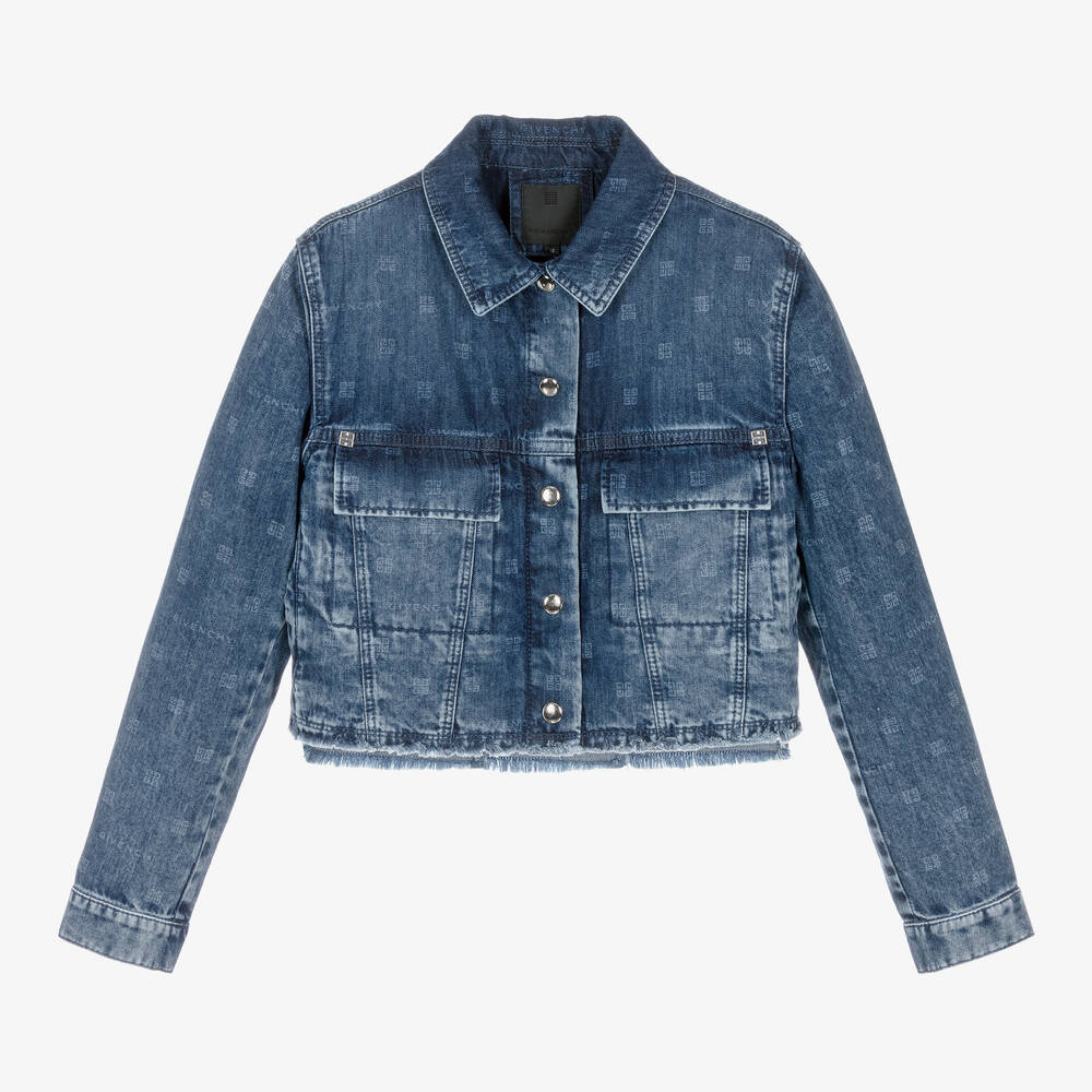 Givenchy - Teen Girls Washed Blue Denim Jacket | Childrensalon