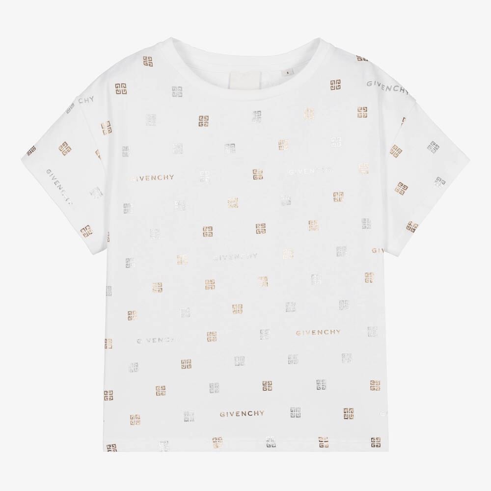 Givenchy - T-shirt blanc en coton 4G ado | Childrensalon