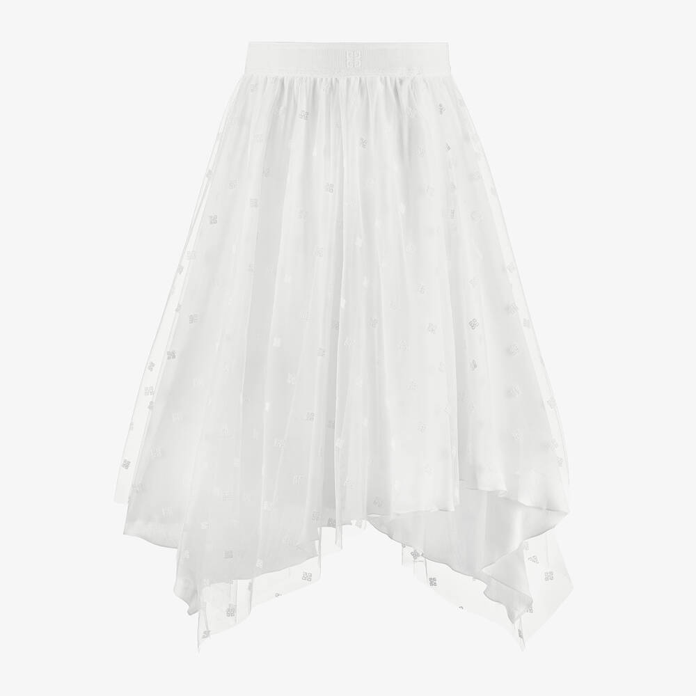 Shop Givenchy Teen Girls White 4g Tulle Skirt