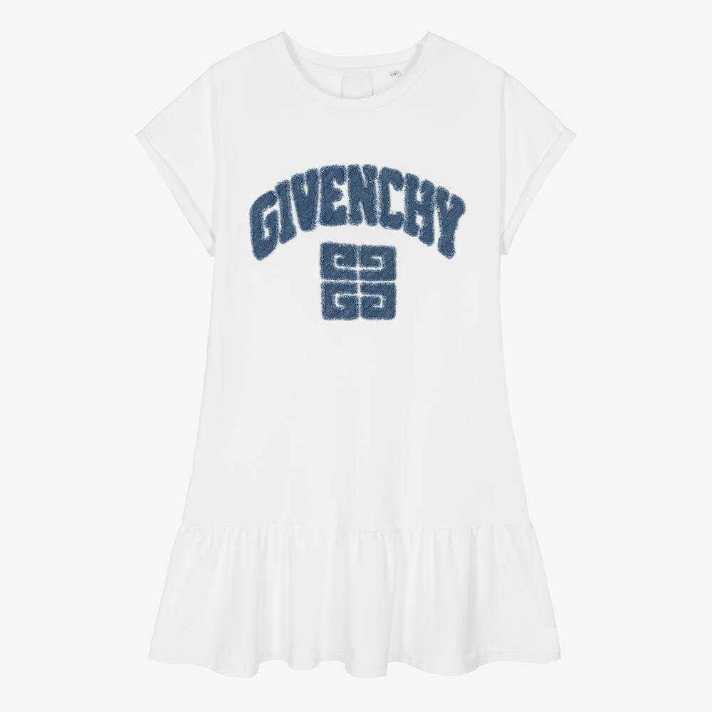 Givenchy - فستان قطن جيرسي لون أبيض للمراهقات | Childrensalon