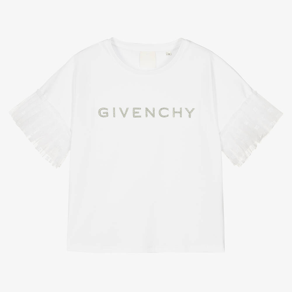 Givenchy Teen Girls White Embroidered Logo T-shirt
