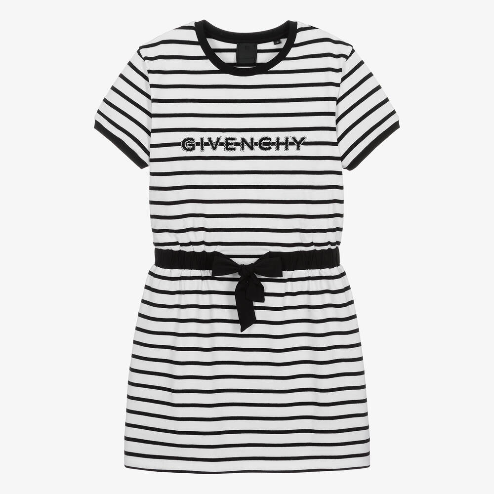 Givenchy - فستان قطن مقلم لون أبيض للمراهقات | Childrensalon
