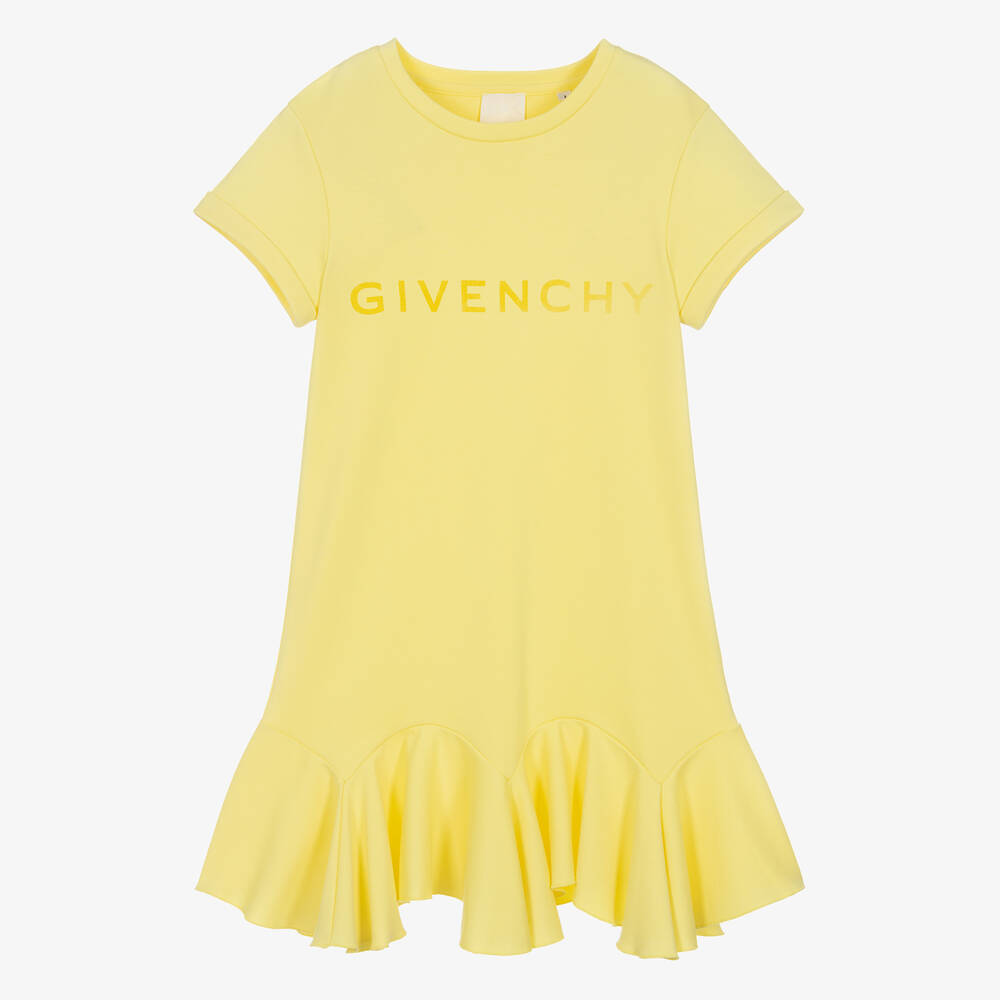 Givenchy - فستان قطن جيرسي لون أصفر للمراهقات | Childrensalon