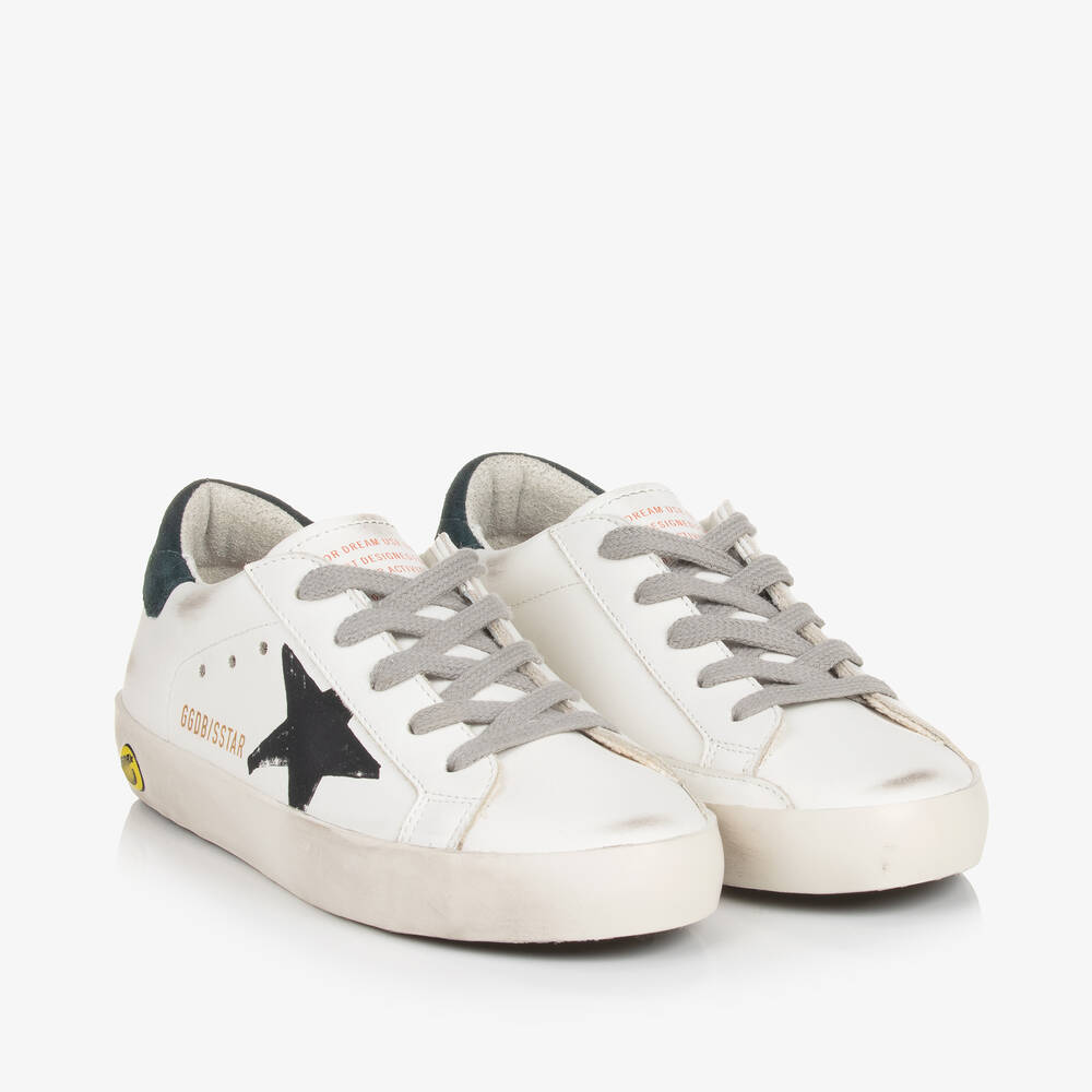 Golden Goose - Boys White Leather Super-Star Trainers | Childrensalon