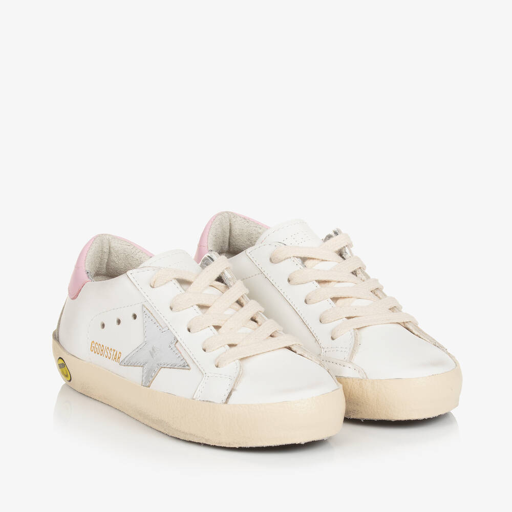 Golden Goose - Girls White Leather Super-Star Trainers | Childrensalon