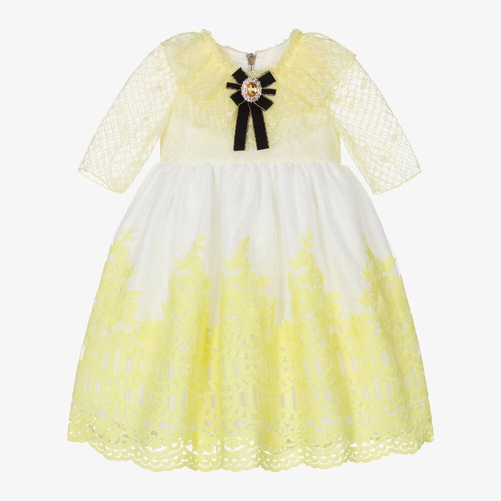 Graci - Baby Girls Yellow Lace & Tulle Dress | Childrensalon