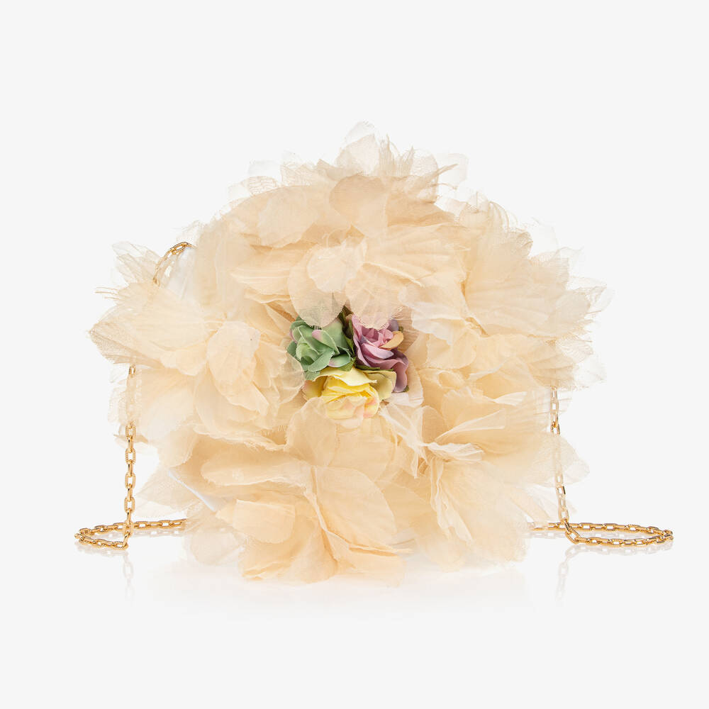 Graci - Girls Ivory Flower Shoulder Bag (19cm) | Childrensalon