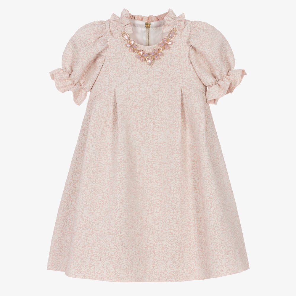 Graci Babies' Girls Pink Brocade & Jewel Dress