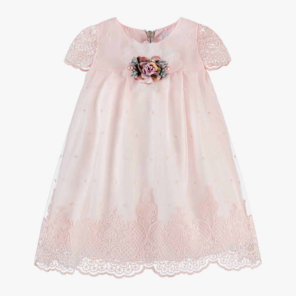 Graci - Girls Pink Tulle Flower Dress | Childrensalon