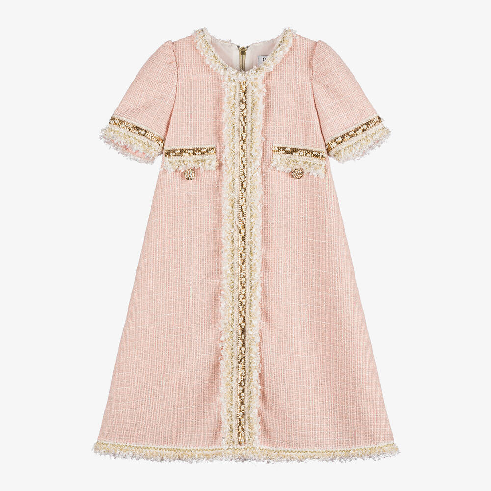 Graci - Girls Pink Tweed Dress | Childrensalon