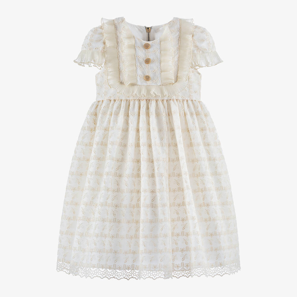 Graci - Girls White & Ivory Tulle Dress | Childrensalon