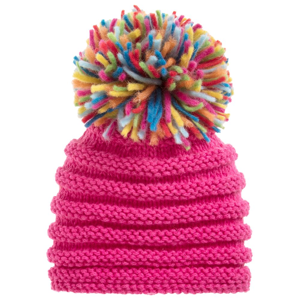 GREVI GIRLS PINK WOOL KNITTED HAT