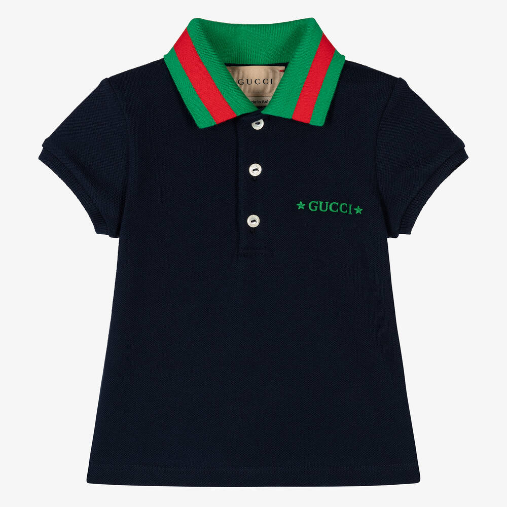 Gucci - Baby Boys Blue Logo Polo Shirt | Childrensalon