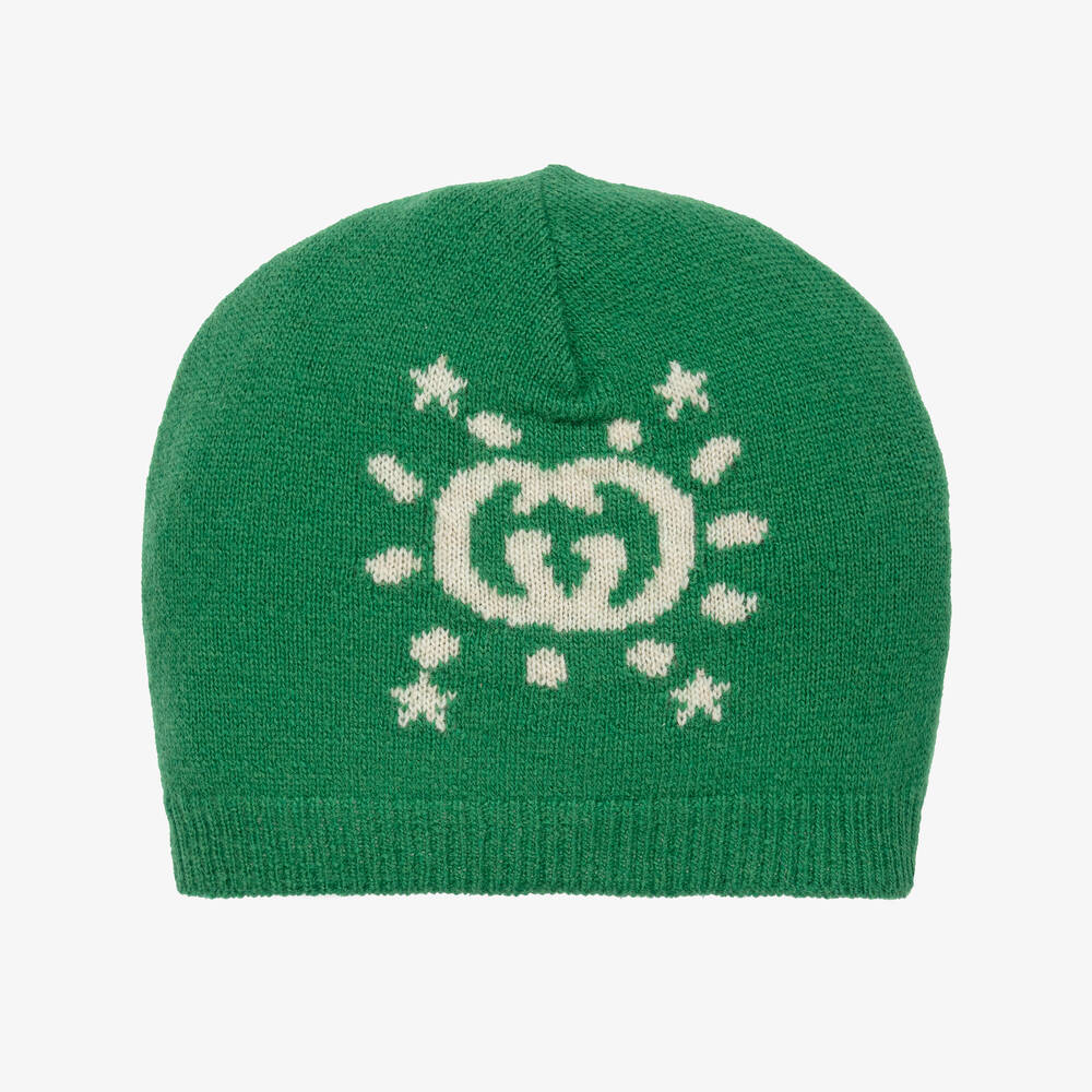 Gucci - Baby Boys Green Wool Beanie Hat | Childrensalon