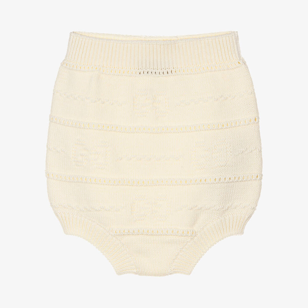 Gucci - Baby Girls Ivory Knitted GG Shorts | Childrensalon