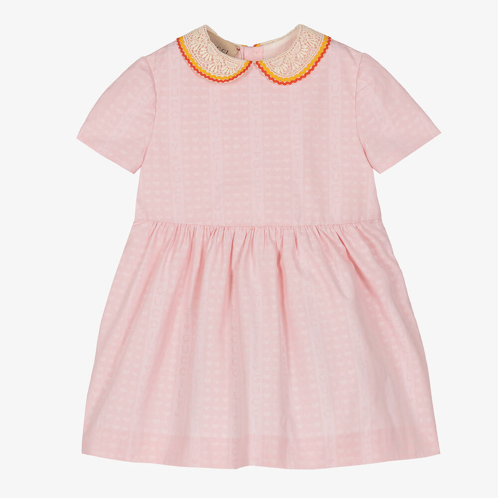 Gucci - Baby Girls Pink Cotton Dress | Childrensalon