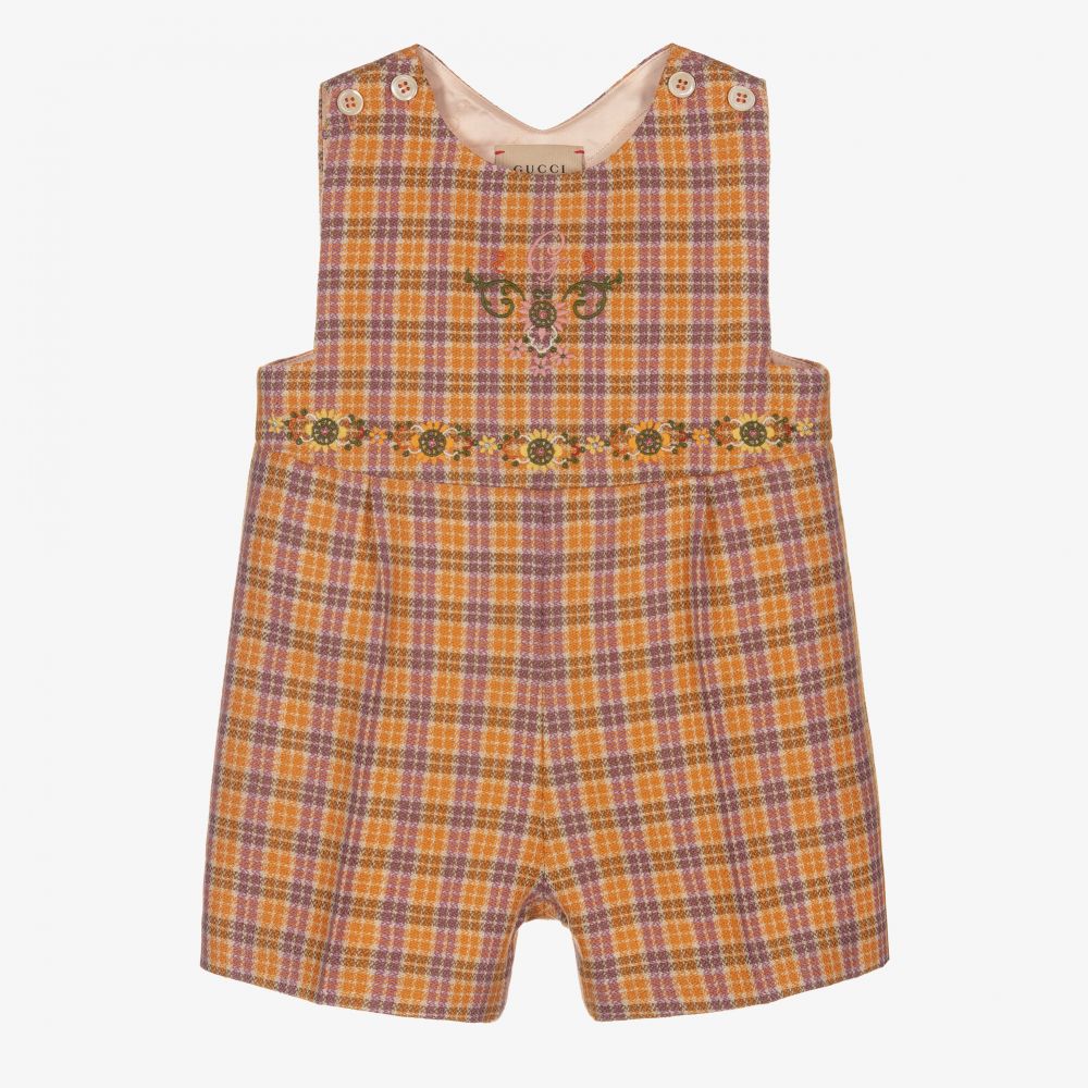 Gucci - Combi-short à carreaux en laine Bébé fille | Childrensalon