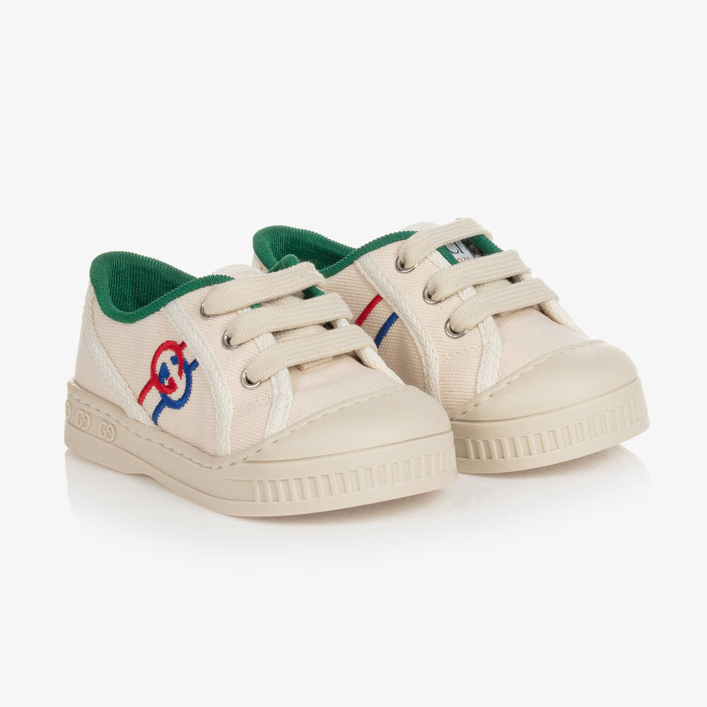 Gucci - Baby Ivory Canvas Tennis 1977 Trainers | Childrensalon