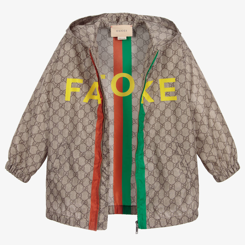 Gucci - Beige Fake/Not GG Nylon Jacket | Childrensalon
