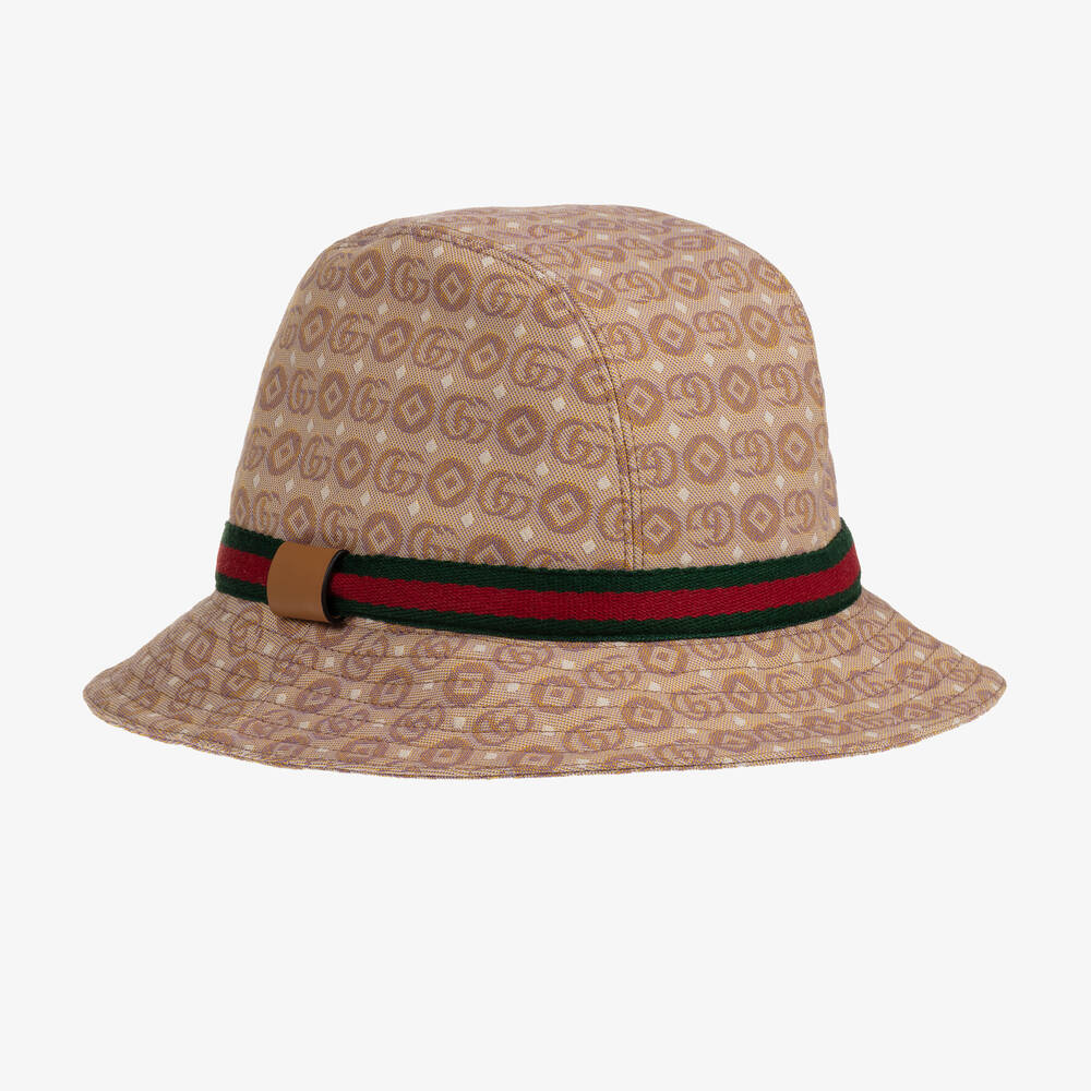 Gucci - قبعة قطن كانفاس لون بيج | Childrensalon