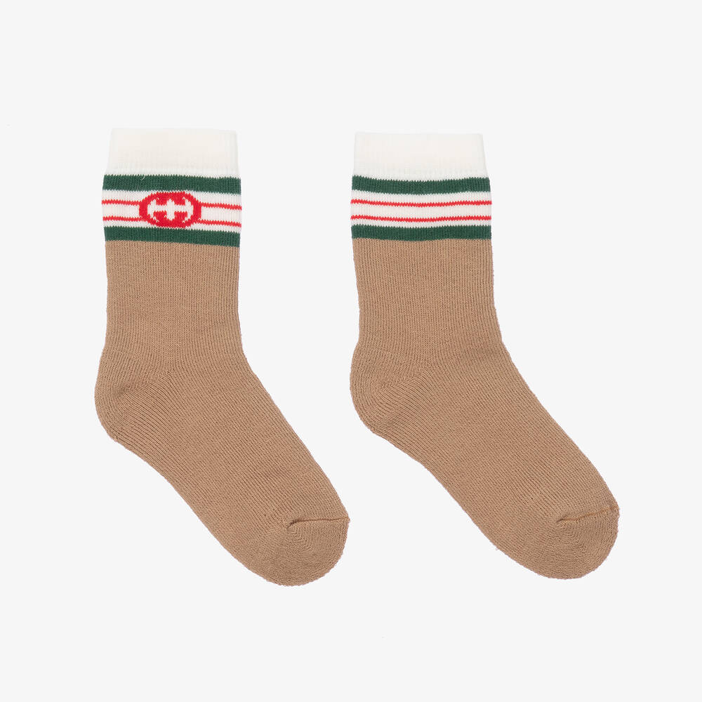 Gucci - Бежевые носки с принтом GG для малышей | Childrensalon