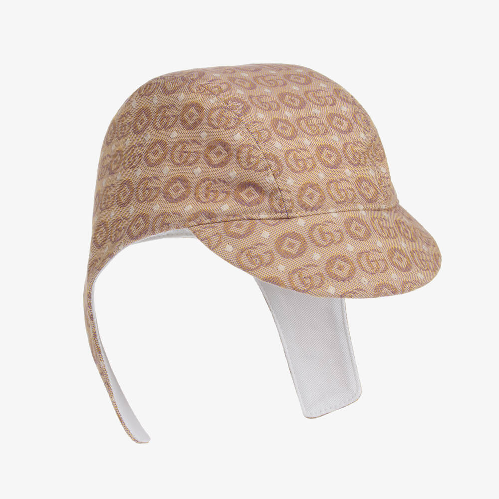 Gucci - قبعة مزيج قطن لون بيج للأطفال | Childrensalon