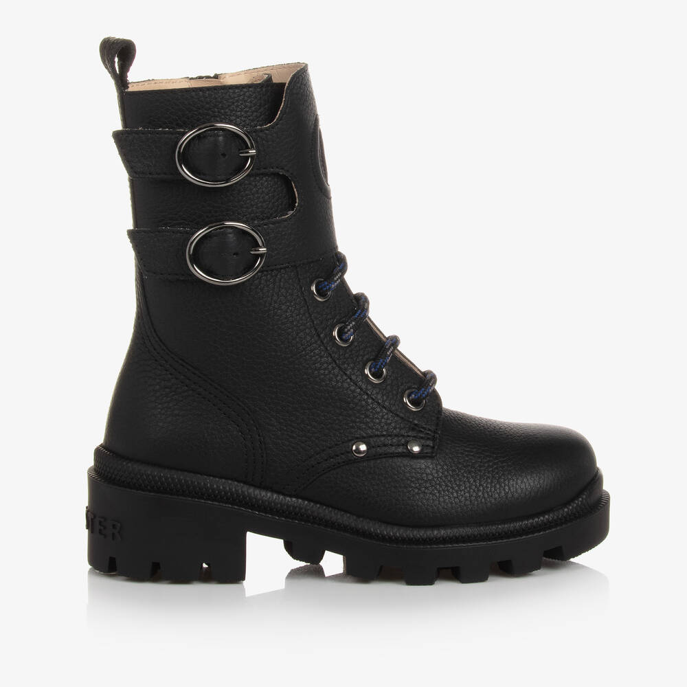 Gucci Leather Combat Boots In Black