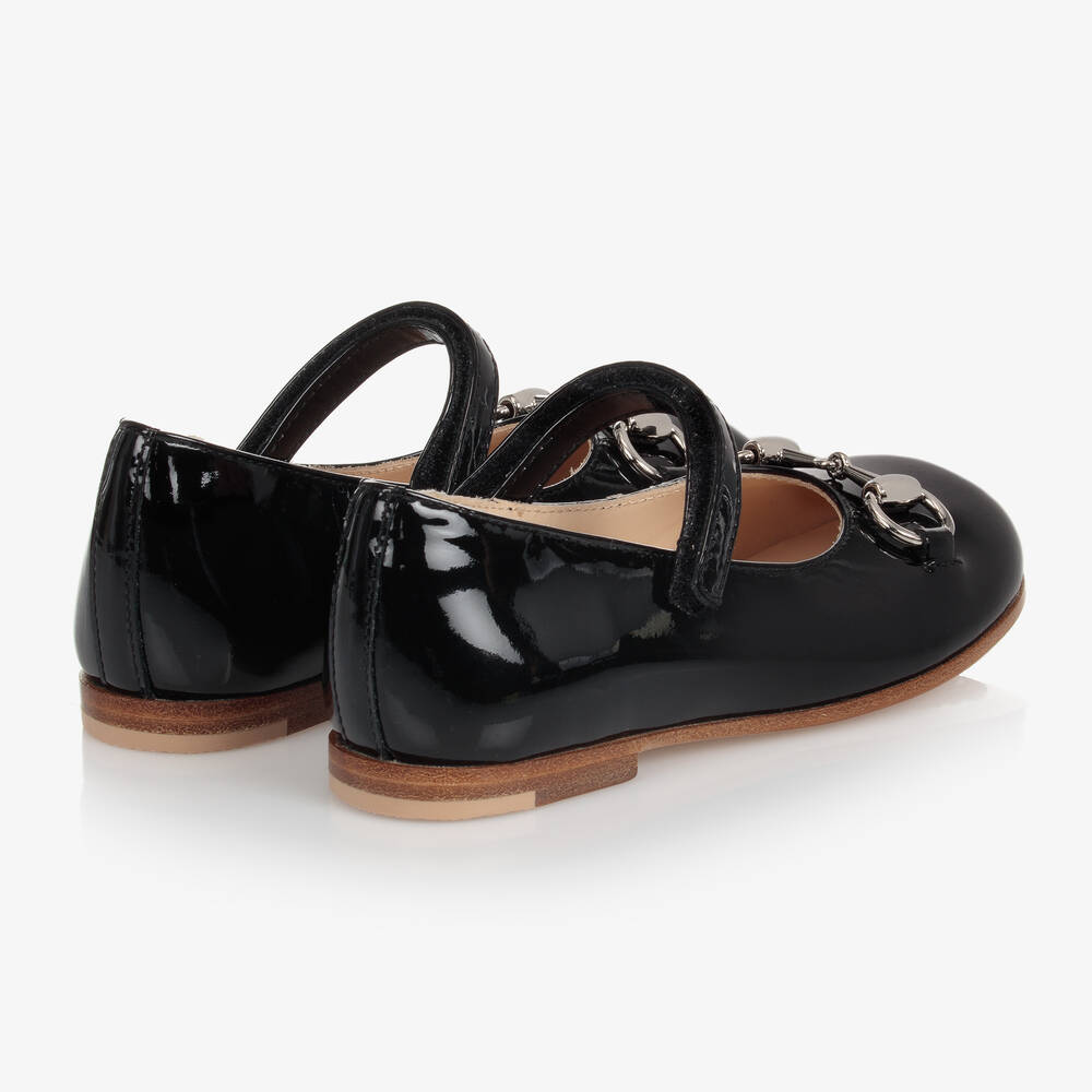 Gucci - Black Leather Ballerina Shoes | Childrensalon