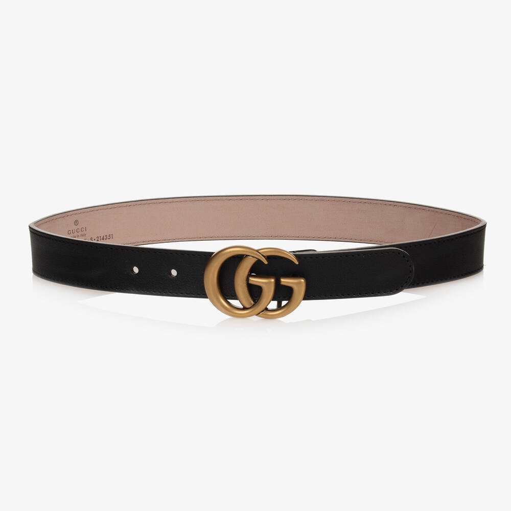 Gucci - Black Leather GG Belt | Childrensalon