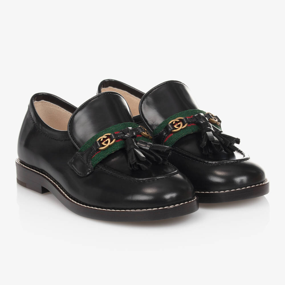Gucci - Black Leather Loafer Shoes | Childrensalon
