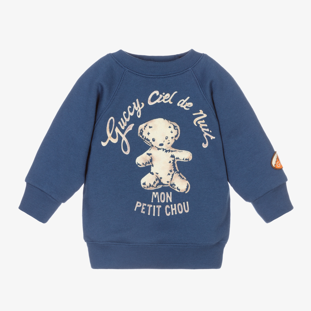 Gucci - Blue Bear Logo Baby Sweatshirt | Childrensalon