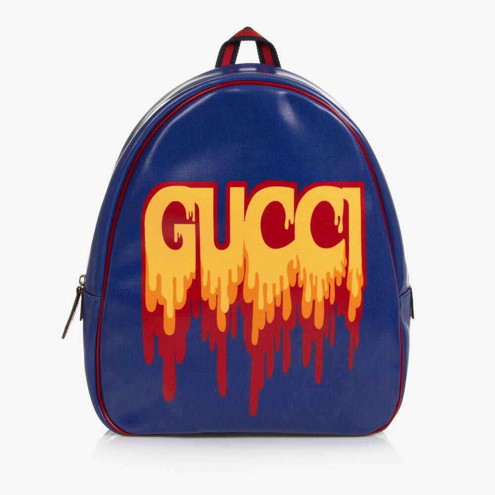 Gucci - Blauer Canvas-Rucksack mit Web 36cm | Childrensalon