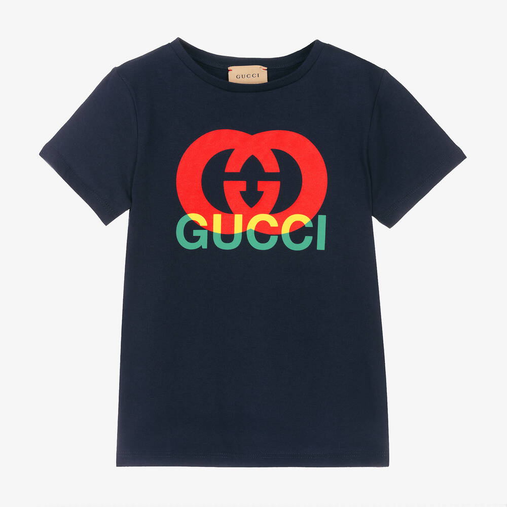 Gucci - Blue Cotton Interlocking G T-Shirt | Childrensalon