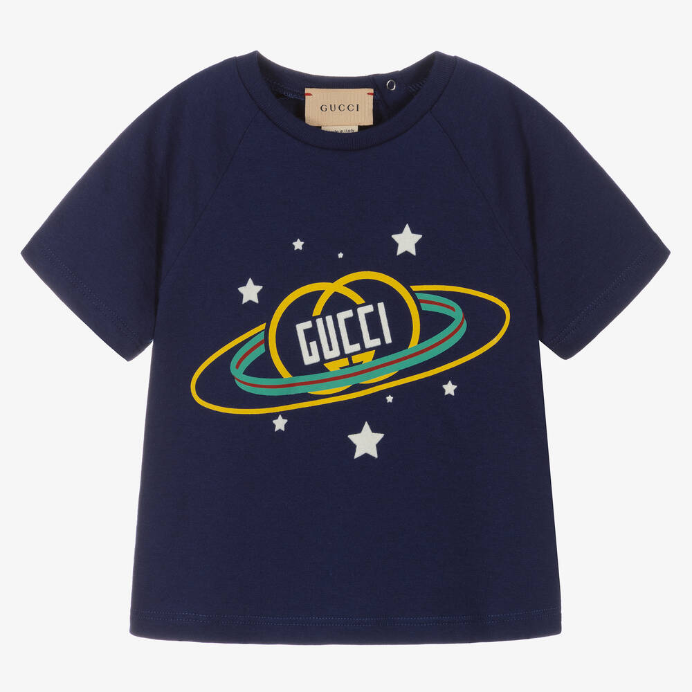 Gucci - Blue Cotton Logo T-Shirt | Childrensalon