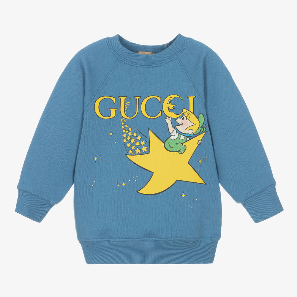 Gucci - سويتشيرت قطن لون أزرق للأطفال | Childrensalon