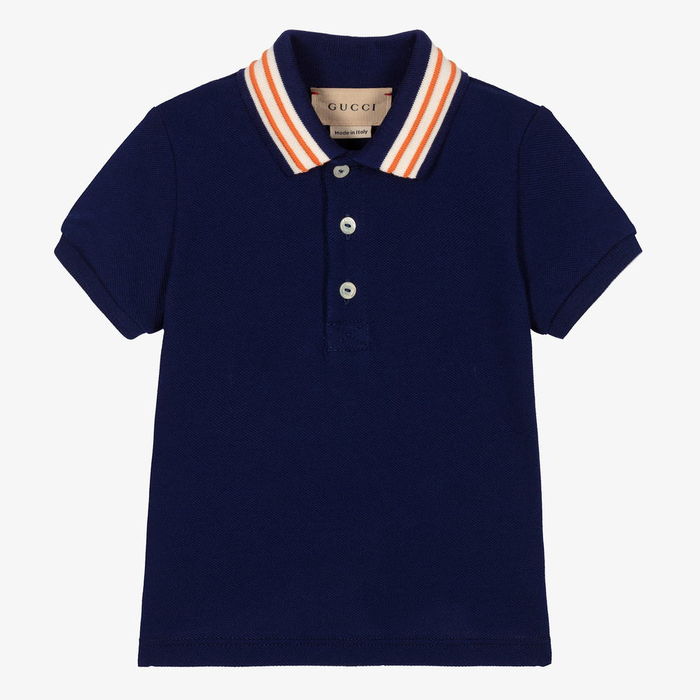 Gucci - Синяя рубашка поло с принтом GG | Childrensalon