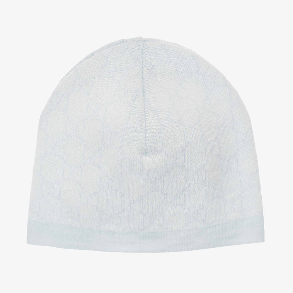 Gucci - Blue & Ivory Wool GG Baby Hat | Childrensalon