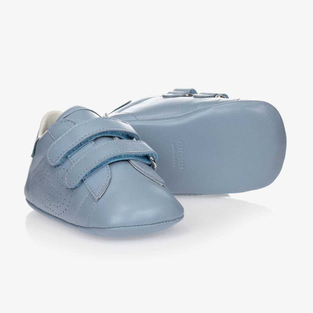 Gucci - Blue Leather Baby Trainers  | Childrensalon